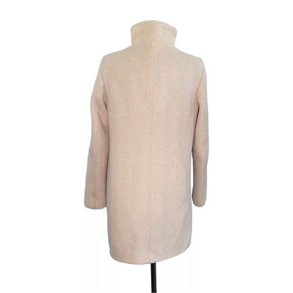 Loft Herringbone Cream Moto Pea Wool Winter Coat size Medium. Good condition - Picture 8 of 14